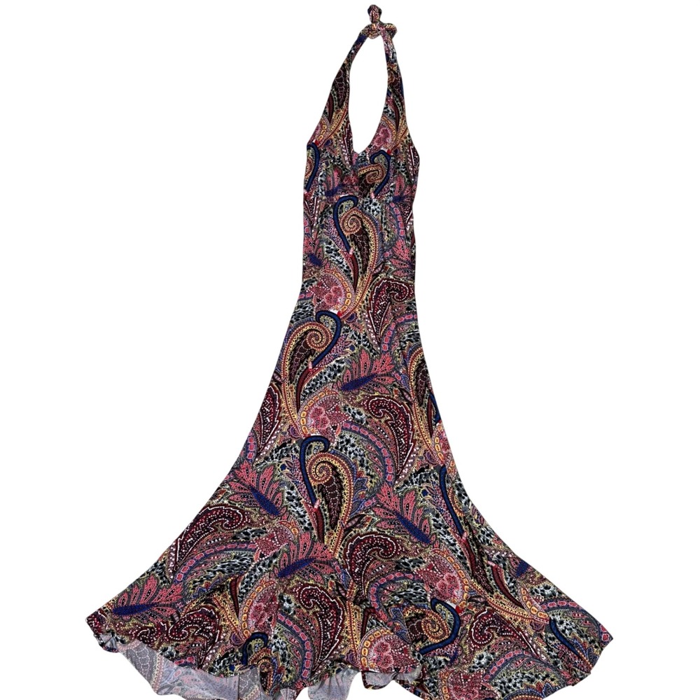 Elysa Suzanne paisley designer elegant resortwear beach boho halter maxi dressxs